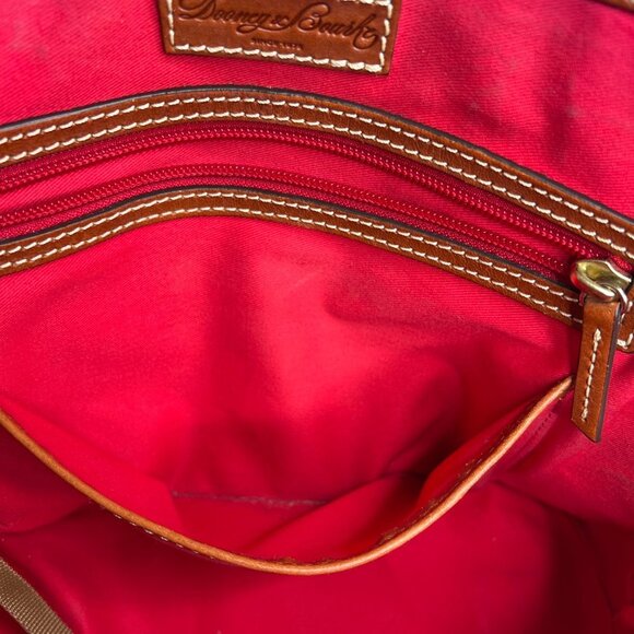 Dooney & Bourke Pebble Grain Zip Around Satchel Black / Cognac Brown Leather Bag - Picture 11 of 16